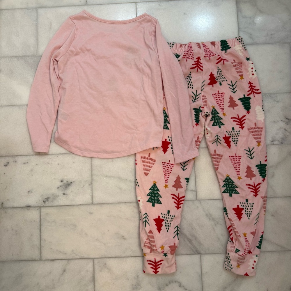 Holiday Time Girls Pajamas with Festive Tree Design - Picture 2 of 5